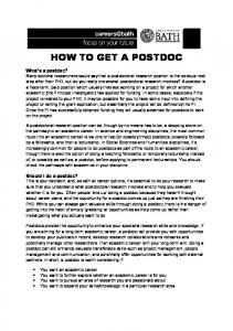 HOW TO GET A POSTDOC