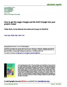 How to get the magic triangle and the MAD triangle into your protein