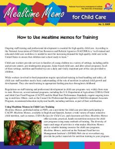 How to Use Mealtime Memos For Training
