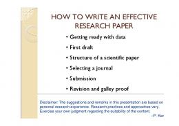HOW TO WRITE AN EFFECTIVE RESEARCH PAPER
