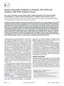 Human Monoclonal Antibodies to Pandemic 1957 H2N2 and ...
