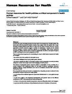 Human Resources for Health - BioMedSearch