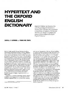 HYPERTEXT AND THE OXFORD ENGLISH DICTIONARY - Courses