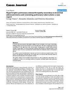 Hypertrophic pulmonary osteoarthropathy secondary to bronchial ...