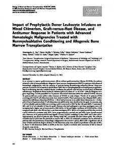 Impact of Prophylactic Donor Leukocyte Infusions on Mixed Chimerism ...