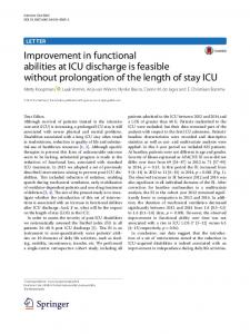 Improvement in functional abilities at ICU discharge is feasible without ...