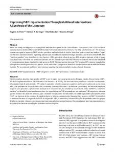 Improving PrEP Implementation Through Multilevel ... - Springer Link