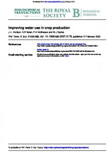 Improving water use in crop production