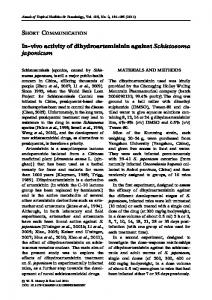 In-vivo activity of dihydroartemisinin against Schistosoma japonicum
