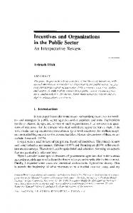 Incentives and Organizations in the Public Sector.