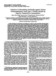 Induction of Neutralizing Antibodies against ... - Journal of Virology