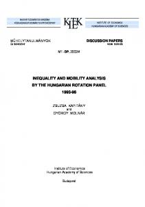 Inequality and mobility analysis by the Hungarian Rotation Panel ...