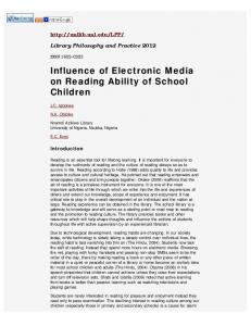 Influence of Electronic Media on Reading Ability ... - University of Idaho