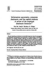Information asymmetry, corporate disclosure, and the capital markets ...
