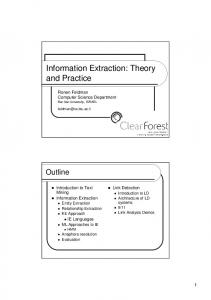 Information Extraction: Theory and Practice - Semantic Scholar