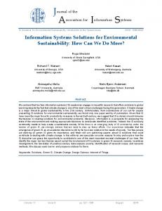 Information Systems Solutions for Environmental Sustainability: How ...