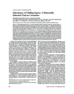 Inheritance of Chilling Injury: A Maternally Inherited Trait in Cucumber