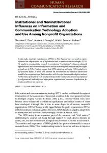 Institutional and Noninstitutional Influences on Information and ...