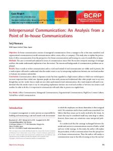 Interpersonal Communication - Business Communication Research