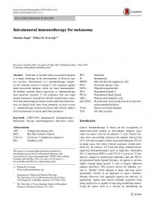 Intratumoral immunotherapy for melanoma | SpringerLink