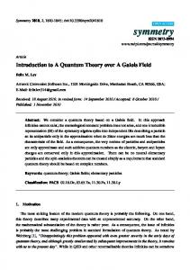 Introduction to A Quantum Theory over A Galois Field - MDPI