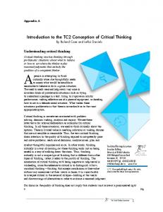 Introduction to the TC2 Conception of Critical Thinking