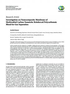 Investigation on Nanocomposite Membrane of Multiwalled Carbon ...