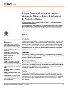 Iohexol Clearance for Determination of Glomerular Filtration Rate in ...