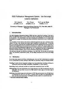 IRIS Publication Management System - the first steps ...
