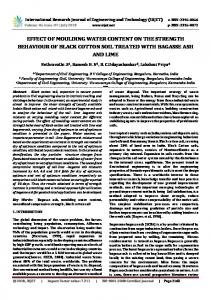 IRJET-Effect of Moulding Water Content on the Strength Behaviour of Black Cotton Soil Treated with Bagasse Ash and Lime