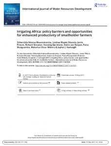 Irrigating Africa: policy barriers and opportunities for