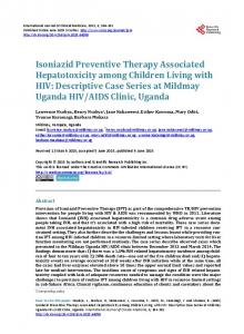 Isoniazid Preventive Therapy Associated Hepatotoxicity among ...