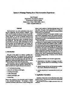 Issues in Message Passing for a Tele-immersive ... - Semantic Scholar