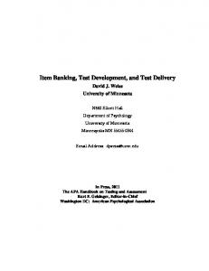 Item Banking, Test Development, and Test Delivery