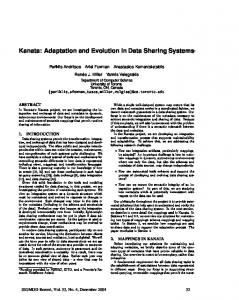 Kanata: Adaptation and Evolution in Data Sharing ... - SIGMOD Record
