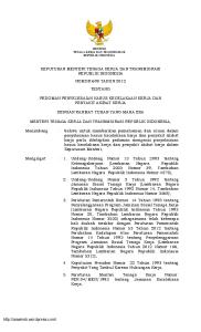 keputusan menaker nomor 609 tahun 2012 ... - WordPress.com