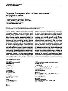 Language development after cochlear implantation: an ... - CiteSeerX
