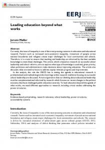 Leading education beyond what works - SAGE Journals