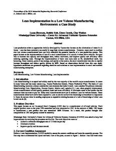 Lean Implementation in a Low Volume Manufacturing Environment: a