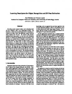 Learning Descriptors for Object Recognition and 3D Pose ... - LaBRI
