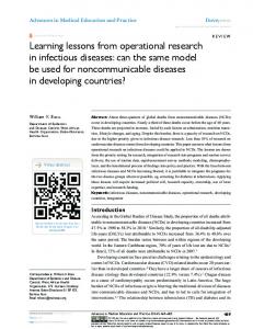 Learning lessons from operational research in infectious ... - COHRED