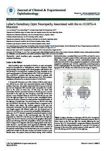 Leber's Hereditary Optic Neuropathy Associated ... - OMICS International