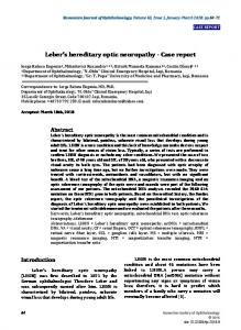 Leber's hereditary optic neuropathy - Case report