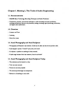 Lecture 1: The tools of audio engineering - MIT OpenCourseWare