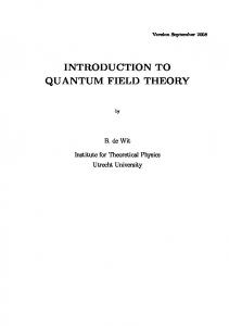 Lecture Notes Quantum Field Theory