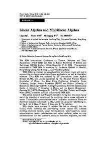 Linear Algebra and Multilinear Algebra - Springer Link