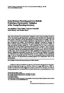 Links Between Parenting and Core Beliefs: Preliminary ... - Springer Link