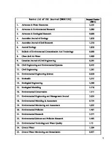 List of ISI Journal (WATER)