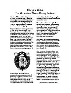 Liturgical Q & A: The Moments of Silence During the Mass