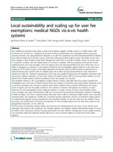 Local sustainability and scaling up for user fee exemptions - CiteSeerX